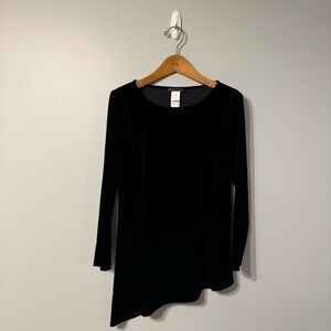 NWOT Brooks Brothers Asymmetrical Blouse 3/4 Sleeves Black Velour Size 2